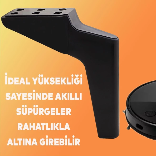 Logan 6'lı Set Mobilya Tv Ünitesi Çekyat Koltuk Kanepe Destek Ayağı 16 Cm Siyah Ayakları M8 Civata - 6