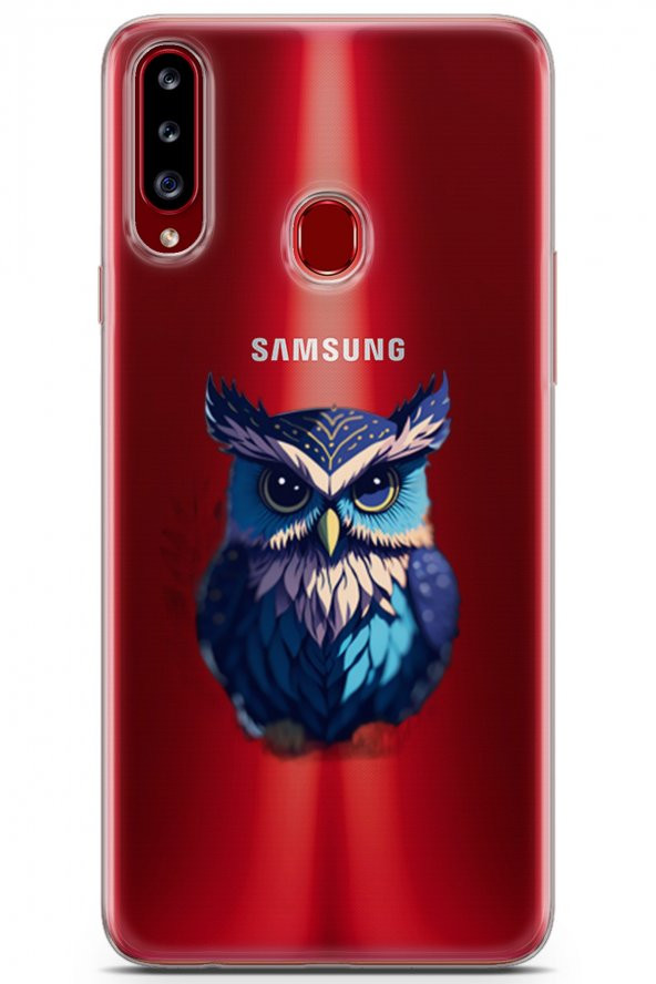 Samsung Galaxy A20s Kılıf Seri Others 22 Sert Baykuş Şeffaf Kap