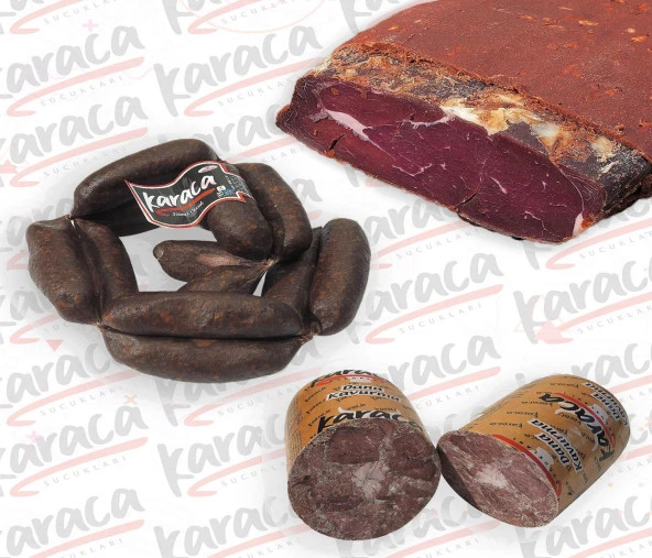 Karaca Yöresel İrişkin Sucuk 250 Gr Sırt Çemensiz Pastırma 250 Gr Blok Dana Kavurma 250 Gr