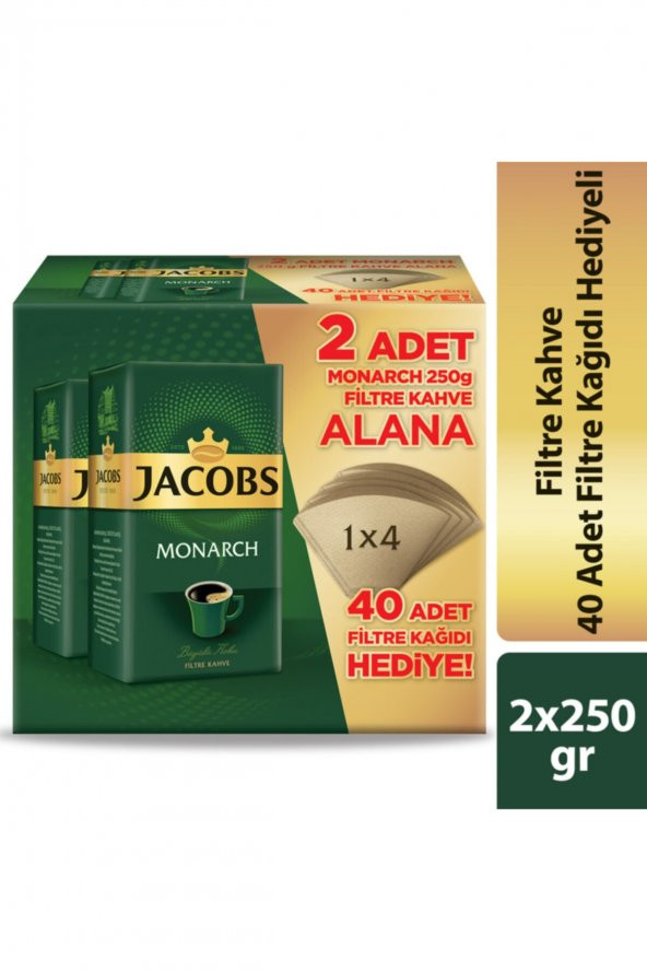 Jacobs Monarch Filtre Kahve 2 x 250 G + Filtre Kağıdı 1 x 4 40 Adet