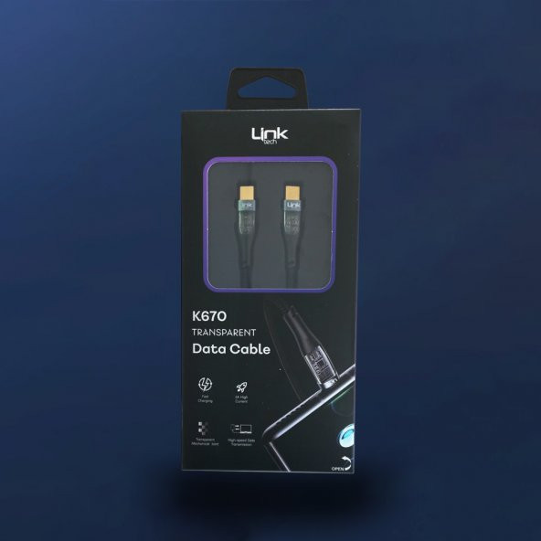 LinkTech K670 Safe Type-C - Type-C 60W 1.3m Örgü Şarj Kablosu - 5