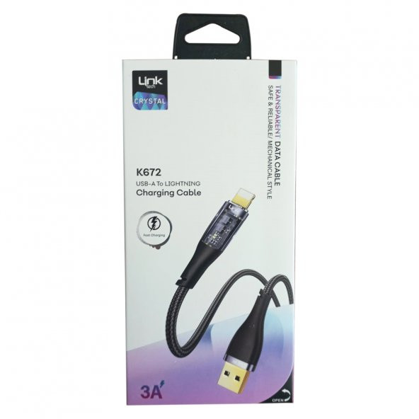 LinkTech K672 USB - Lightning 20W 3A 1.3m Örgü Şarj Kablosu - 3