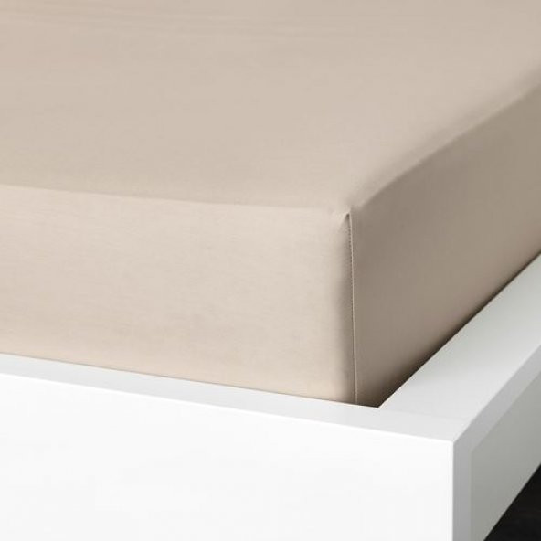Çift Kişilik Lastikli Çarşaf, Açık Bej Renk IKEA Ölçü 120x200 cm Pamuklu - 2