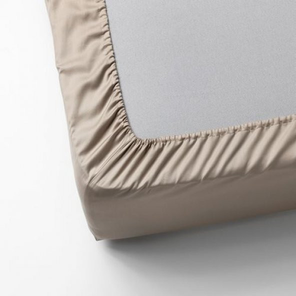 Çift Kişilik Lastikli Çarşaf, Açık Bej Renk IKEA Ölçü 120x200 cm Pamuklu - 4