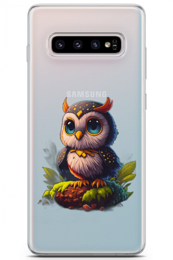 Samsung Galaxy S10 Plus Kılıf Seri Others 06 Baykuş Saydam Koruyucu Kapak - 1