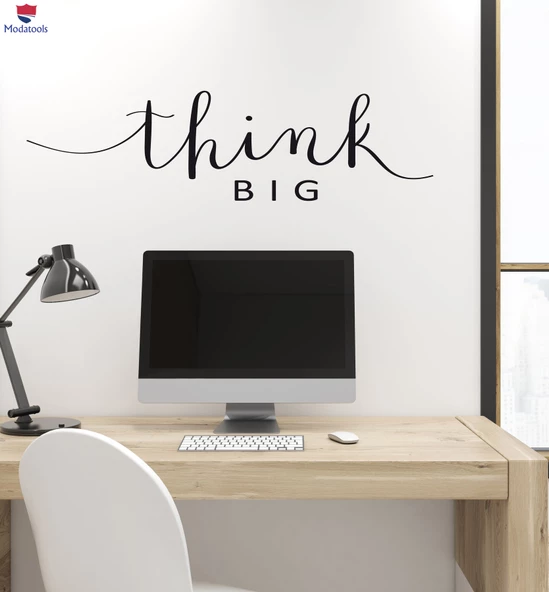 Oturma Odası, Ofis, Dükkan Duvar Sticker Büyük Düşünün İlham Verici Sözler İlham Alıntı Cümle Ofis Odası Çıkartmaları