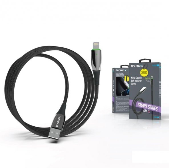 Syrox C134AL Metal  Ledli 2.4A Lightning Şarj & Data Kablosu - 3