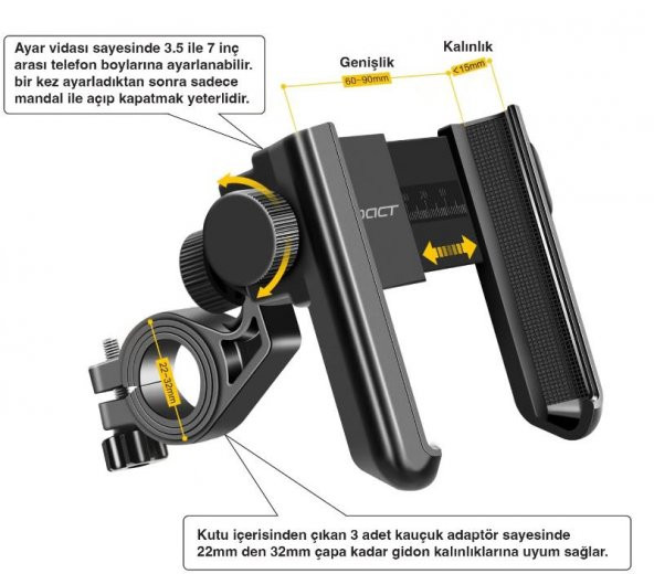 Telefon Tutacağı -  KLEMMP, Qr Mandallı - 3