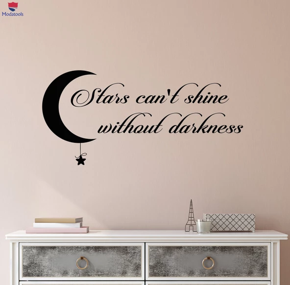 Oturma Odası, Ofis, Dükkan Duvar Sticker Etiketler Motivasyon Alıntı Sözler Yıldız Cant Shine Darkness İlham Harfler ürün görseli 1