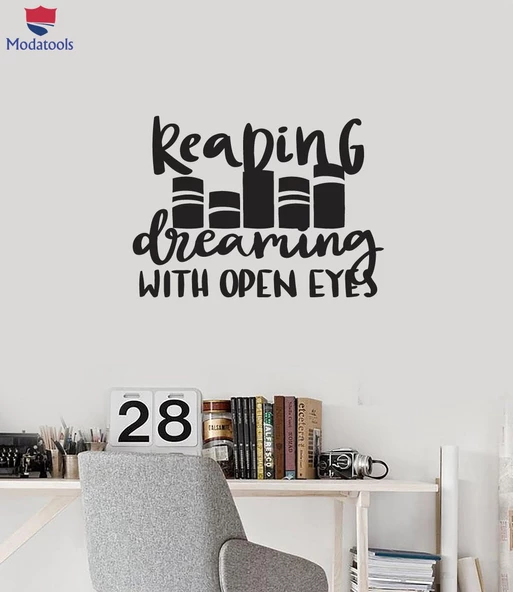 Oturma Odası, Ofis, Dükkan Duvar Sticker Okuma Alıntı Kitap Okuma Dükkanı Kütüphane Dekorasyon Sanat Çıkartmaları