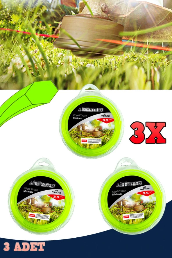 Germany Style 3 ADET 6 Köşe 3.5 mm 41 Metre Tırpan Misinası ve 1 Litre 2 T Yağ Sağlam Dayanıklı - 4