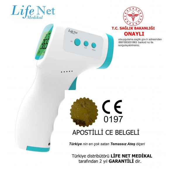 Life Net Medikal Temassız Ateş Ölçer Kızıl Ötesi Vücut Ve Alından Termometre JA-11C - 2