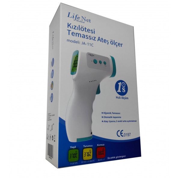 Life Net Medikal Temassız Ateş Ölçer Kızıl Ötesi Vücut Ve Alından Termometre JA-11C - 4