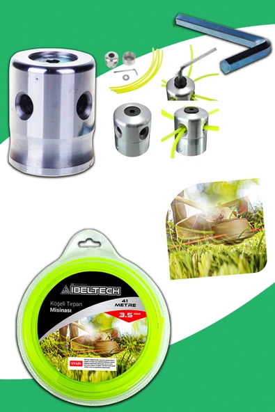 Germany Style Tırpan Örümcek Başlığı ve 6 Köşe 3.5 mm 41 Metre Tırpan Misinası Sağlam Dayanıklı - 2