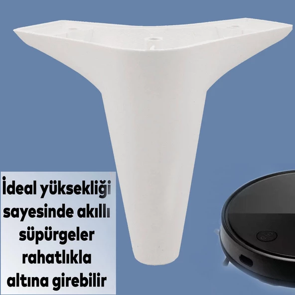 Aspen 6'lı Set Mobilya Tv Ünitesi Çekyat Koltuk Kanepe Baza Destek Ayağı Ayakları 12 Cm Beyaz M8 - 6