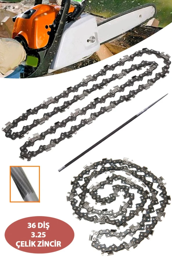 Germany Style 36 DİŞ 3,25 Benzinli Testere Zinciri ve 50 cm Pala Bıçkı Zinciri iEğe Hediyeli - 2