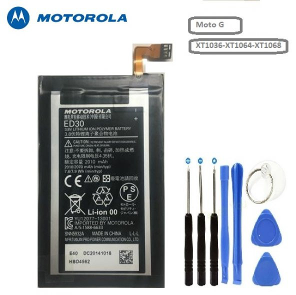 Motorola Moto G ED30 G2 XT1036-XT1064-XT1068 Batarya Pil ve Tamir Seti