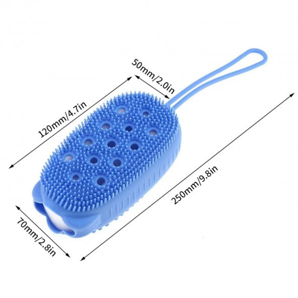 Süngerli Silikon Banyo Kesesi Mavi Renk - 2
