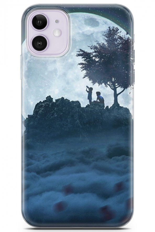 Apple iPhone 11 Kılıf Seri Moon 22 Ayı İzlemek Kap Gray - 1