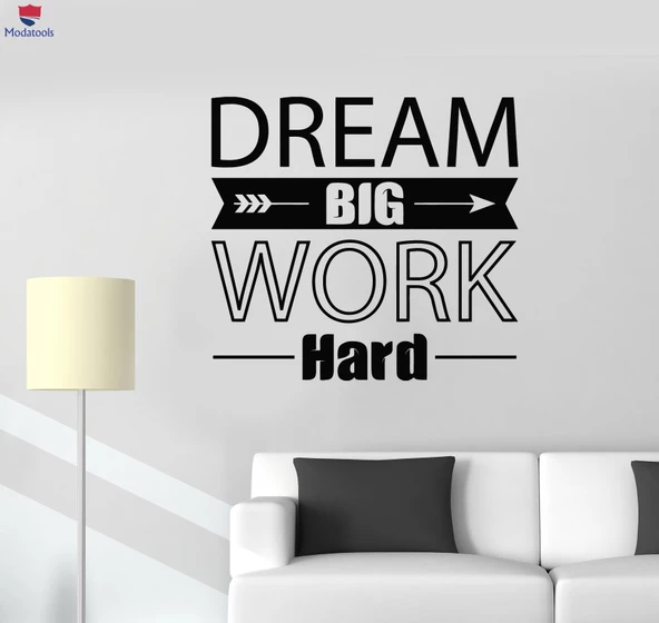 Oturma Odası, Ofis, Dükkan Duvar Sticker Rüya Büyük Çalışma Zor Motivasyon Ofis Alıntı Çıkartmalar