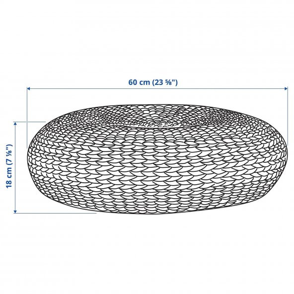 Rattan Muz Lifi Puf 60x18 cm Naturel MeridyenDukkan Ev Dekorasyon Puf El Dokuması - 2