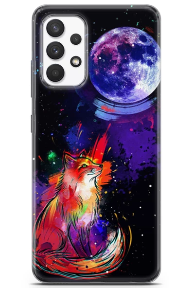 Samsung Galaxy A13 4G Kılıf Seri Moon 01 Kurt Ay Telefon Kılıfı Mor - 1