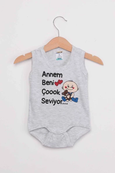 Annem Beni Çok Seviyor Bebek Zıbın | Gri