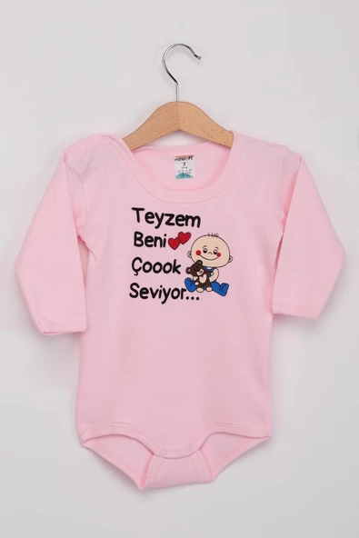 Teyzem Beni Çok Seviyor Kız Bebek Uzun Kollu Zıbın | Pembe