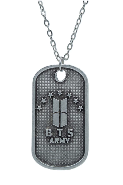 BTS Army Künye  Zincir Kolye - Gümüş Kaplama - Erkek Kadın Kolye - Kod:502