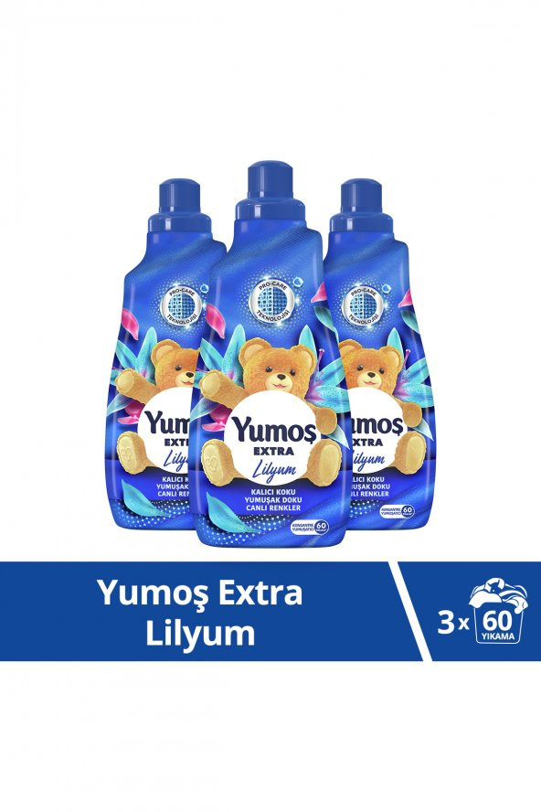 Yumos Extra Konsantre Çamaşır Yumuşatıcısı Lilyum 1440 ml 60 Yıkama 3 Adet