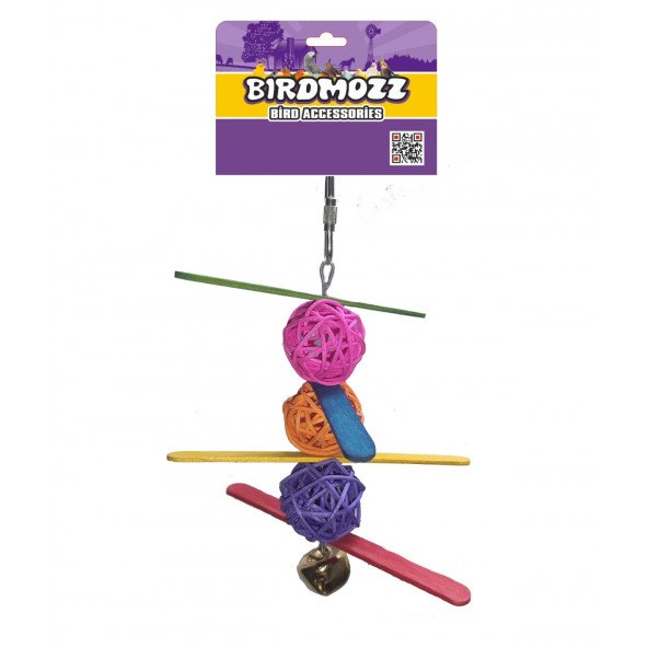 BirdMozz 3'Lü Renkli Çubuklu Toplu Kuş Oyuncağı BMZ-7