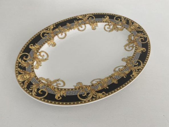 Versace Prestige Gala Oval Porselen Servis Tabağı 34 cm 19325-403637-12734 - 2