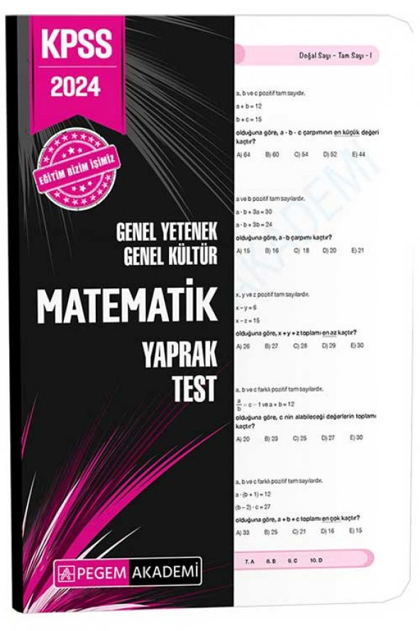 PEGEM 2024 KPSS GY GK MATEMATİK YAPRAK TEST