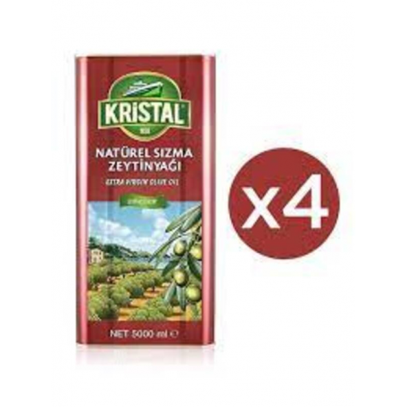 Kristal Soğuk Sıkım Zeytinyağı 5 lt Teneke X 4 Adet