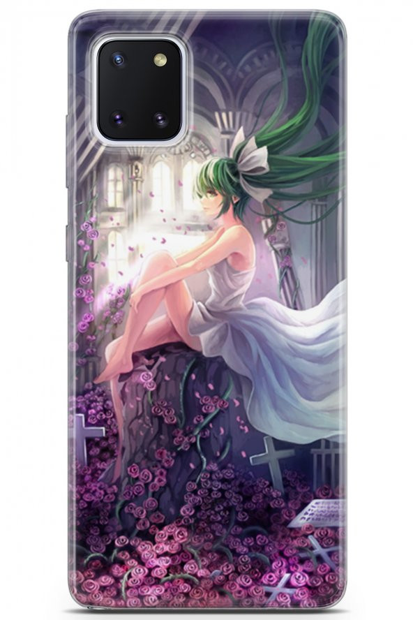 Samsung Galaxy Note 10 Lite Kılıf Seri Anime 27 Yeşil Saçlı Lazer Kesim Silikon Sarı