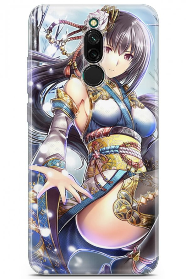 Xiaomi Redmi 8 Kılıf Seri Anime 19 Kostümlü Kız Tam Koruma Kılıf Kırmızı