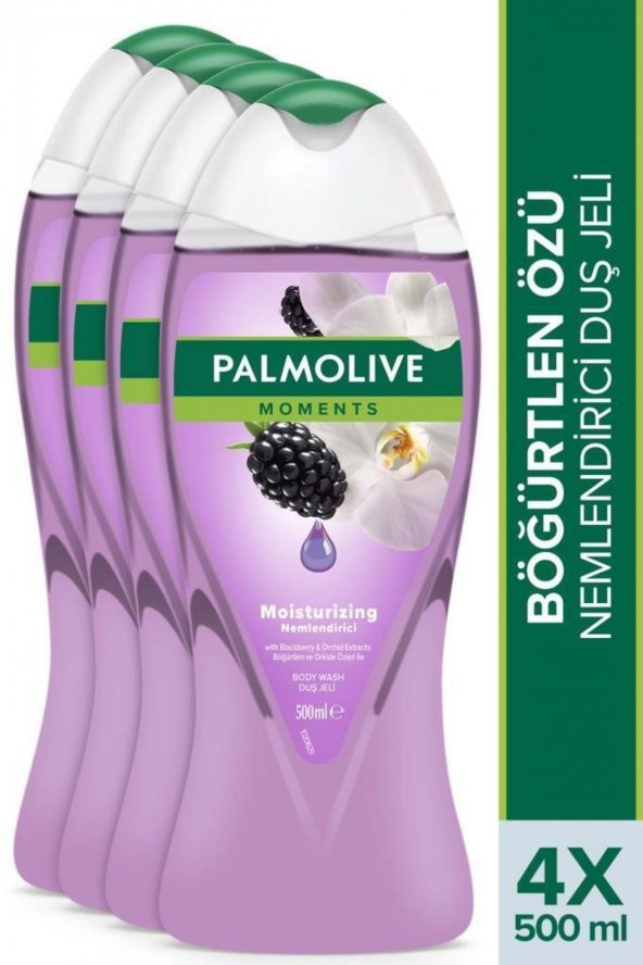 Palmolive Moments Böğürtlen ve Orkide Özleri ile Nemlendirici Banyo ve Duş Jeli 500 ml x 4 Adet