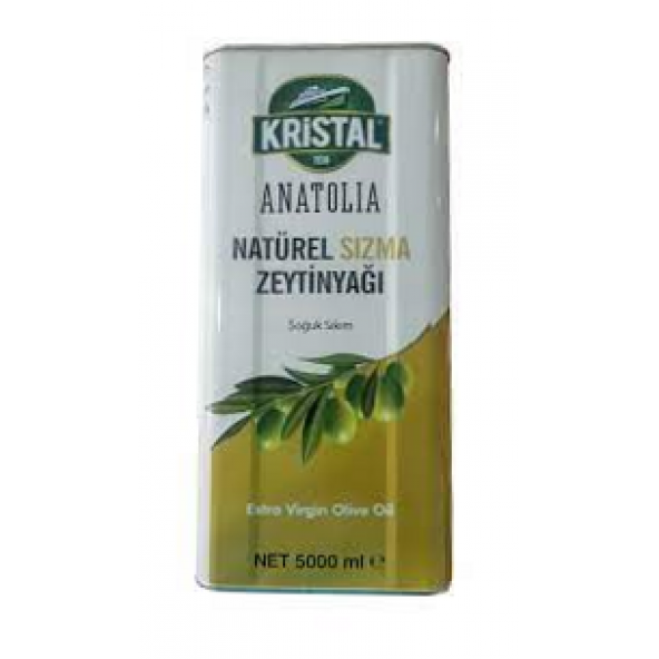 Kristal Anatolia Naturel Sızma Soğuk Sıkım Zeytinyağı 5 Lt Teneke