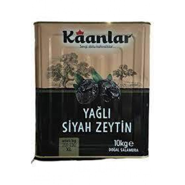 Kaanlar Yağlı Sele Siyah Zeytin 10 Kğ Teneke (XL) 201-230 KB