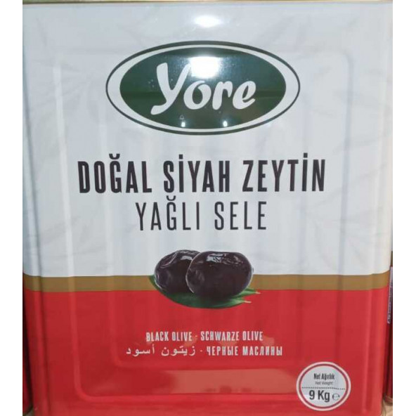 Yöre Kızıl Yağlı Sele Siyah Zeytin Net 9 Kg Teneke 261-320 Kb
