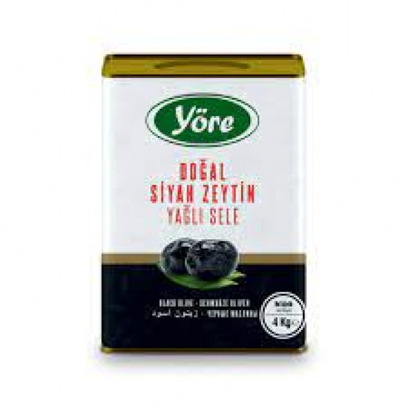 Yöre yuvarlama Sele (Sulu Salamura) Siyah Zeytin 9 Kg Teneke 201-230 Kb