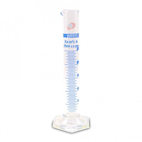 Dolar Kimya Cam Mezür (Isotherm)  Uzun Form  Altgen Taban  25 mL