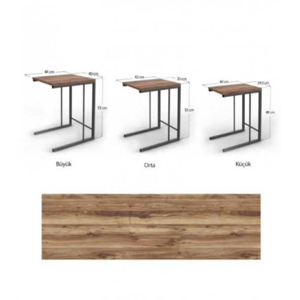 HouseLab Zigon Sehpa, Metal Zigon Sehpa (3 Lü C Zigon Sehpa) - Resim 4