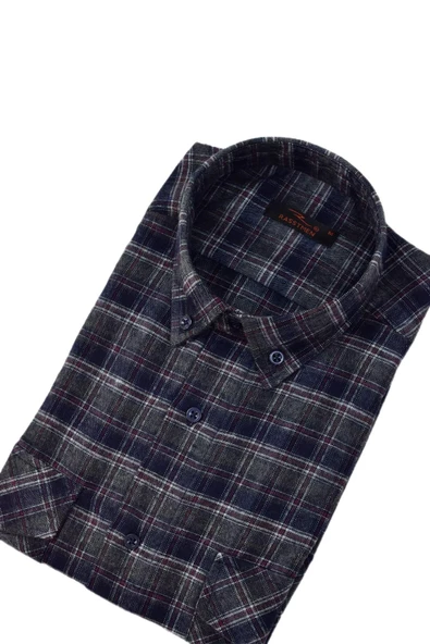 Erkek Pamuklu Kışlık Çift Cep Kapaklı Renk Gömlek BGL-ST03266 - Resim 9