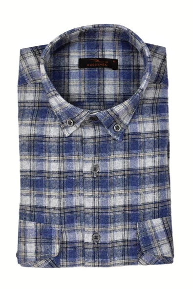 Erkek Pamuklu Kışlık Çift Cep Kapaklı Renk Gömlek BGL-ST03266 - Resim 6