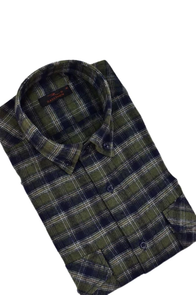 Erkek Pamuklu Kışlık Çift Cep Kapaklı Renk Gömlek BGL-ST03266 - Resim 8