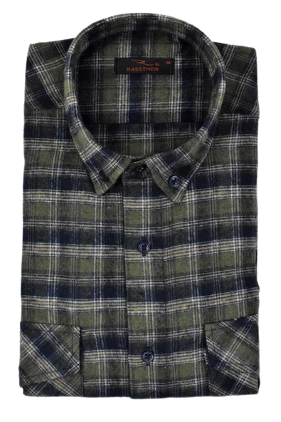 Erkek Pamuklu Kışlık Çift Cep Kapaklı Renk Gömlek BGL-ST03266 - Resim 3