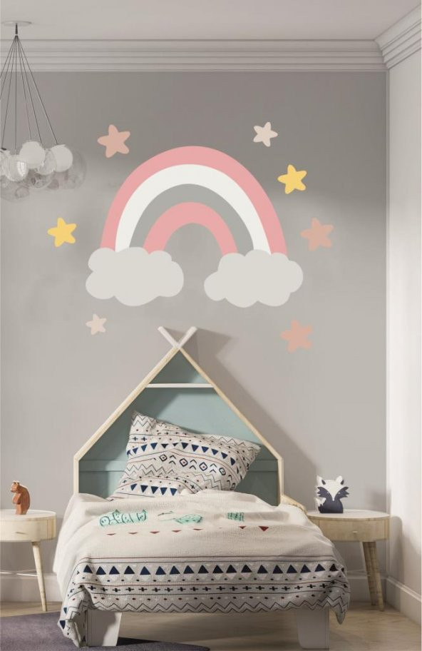 Gökkuşağı 55 cm 1 adet Çocuk Odası Duvar Sticker Dekorasyon