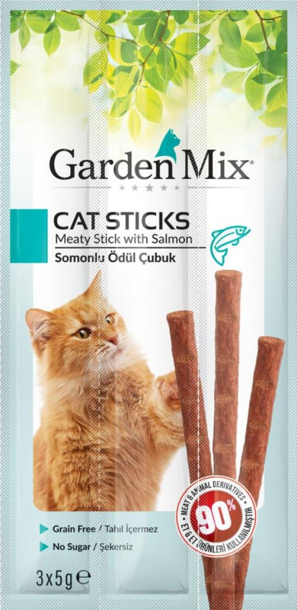 Gardenmix Somonlu Kedi Stick Ödül 3 x 5 gr 50‘li
