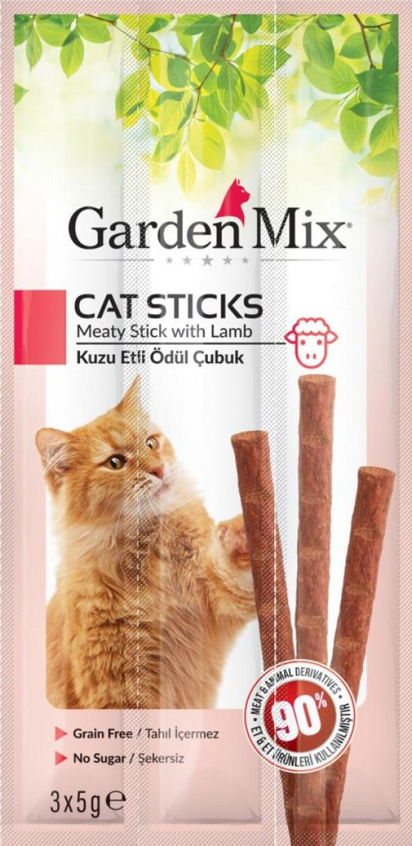 Gardenmix Kuzu Etli Kedi Stick Ödül 3 x 5 gr 50‘li
